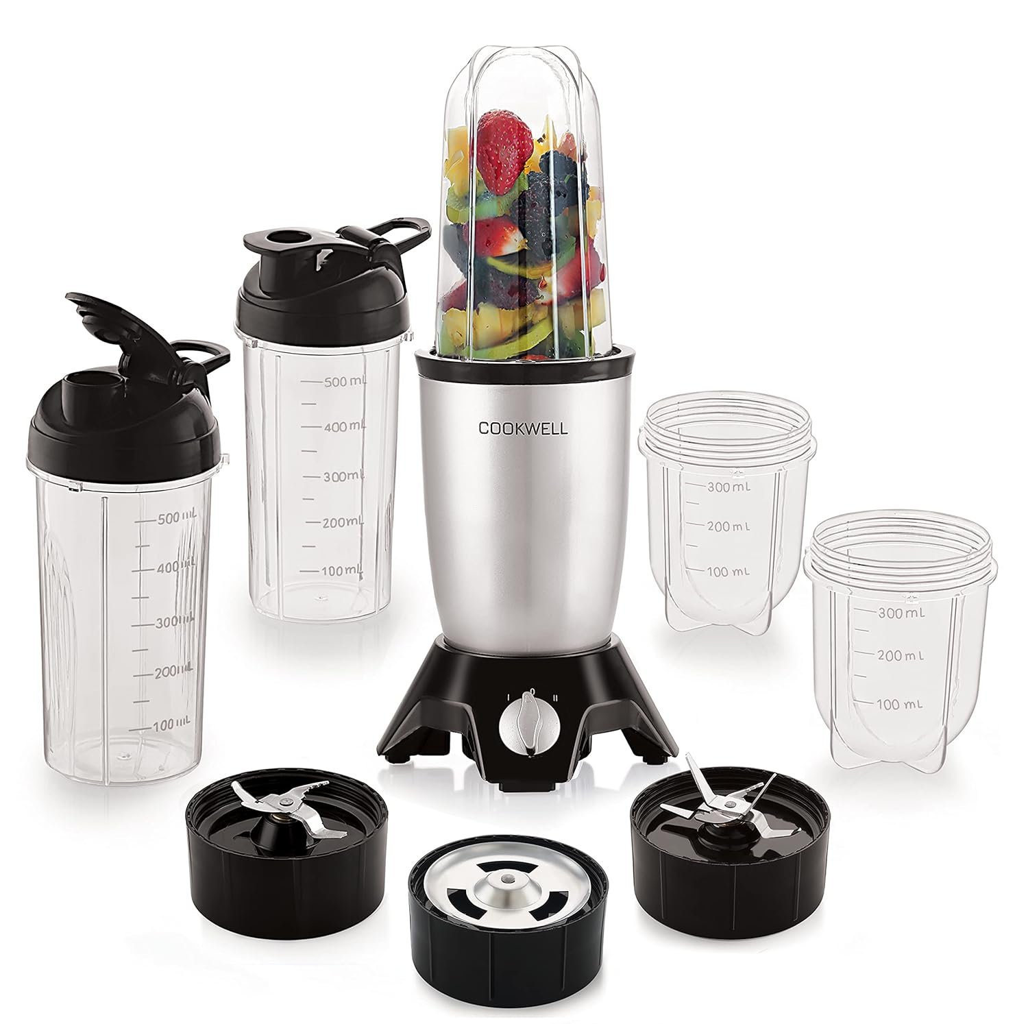 Cookwell Bullet Mixer Grinder (5 Jar, 3 Blade, Silver)