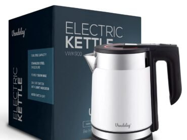 Vandelay Stainless Steel Electric Kettle (1.7L) | Double Wall, Cool Touch With Dry-Boil Protection | Auto Cut Off (White, 1.8 Liter, 1500 Watt)