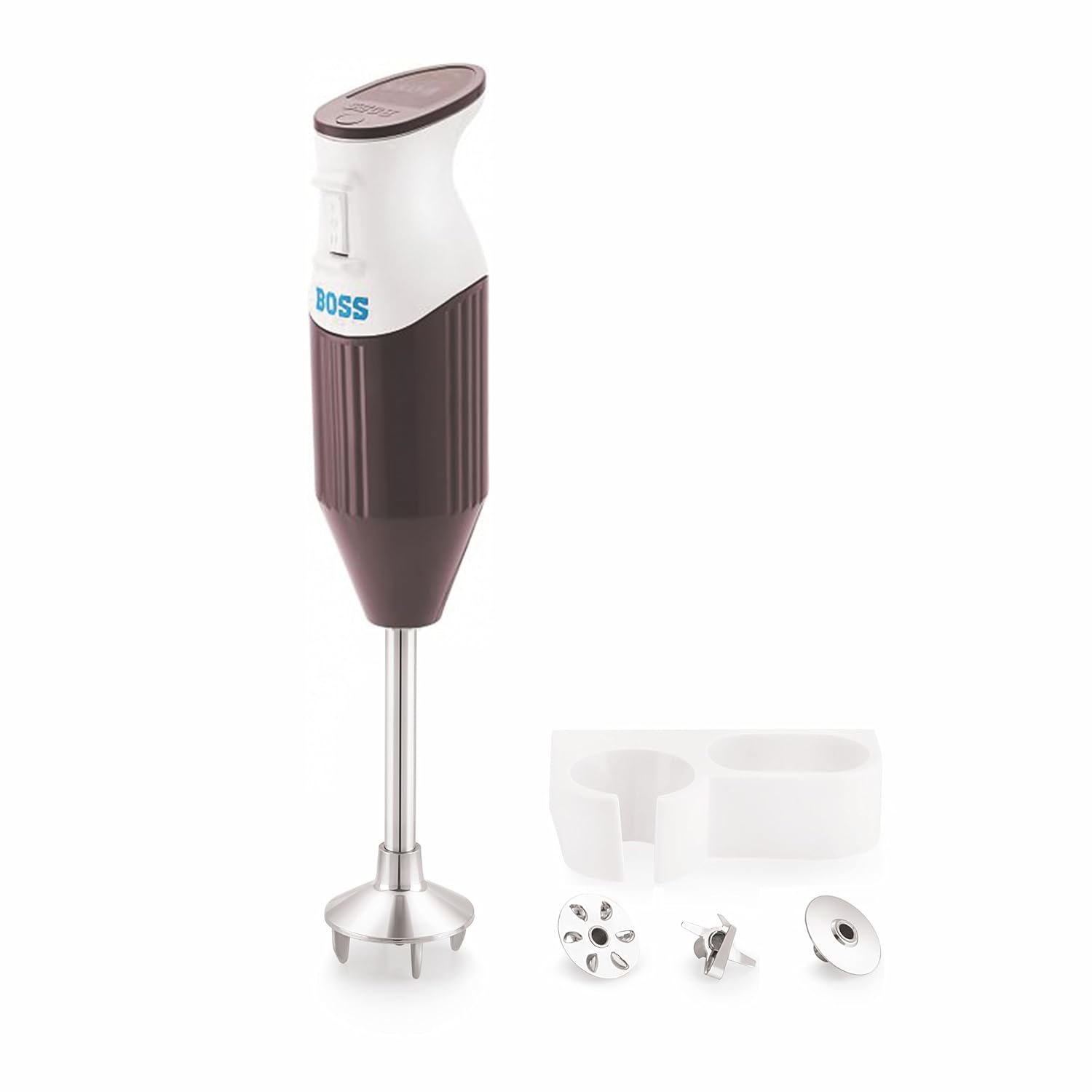 BOSS B132 Portable Hand Blender 225W – Watt | Variable Speed Control | 3 Years Warranty | Easy to Clean and Store | ISI-Marked, Twin Brown