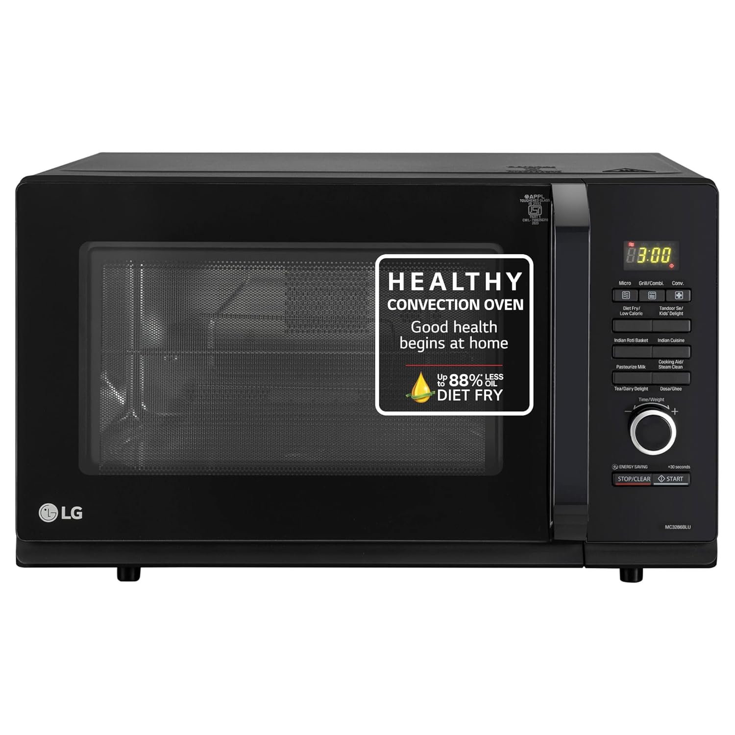 LG 32 L Convection Healthy Microwave Oven (MC3286BLU, Black, Diet Fry & Motorized Rotisserie)