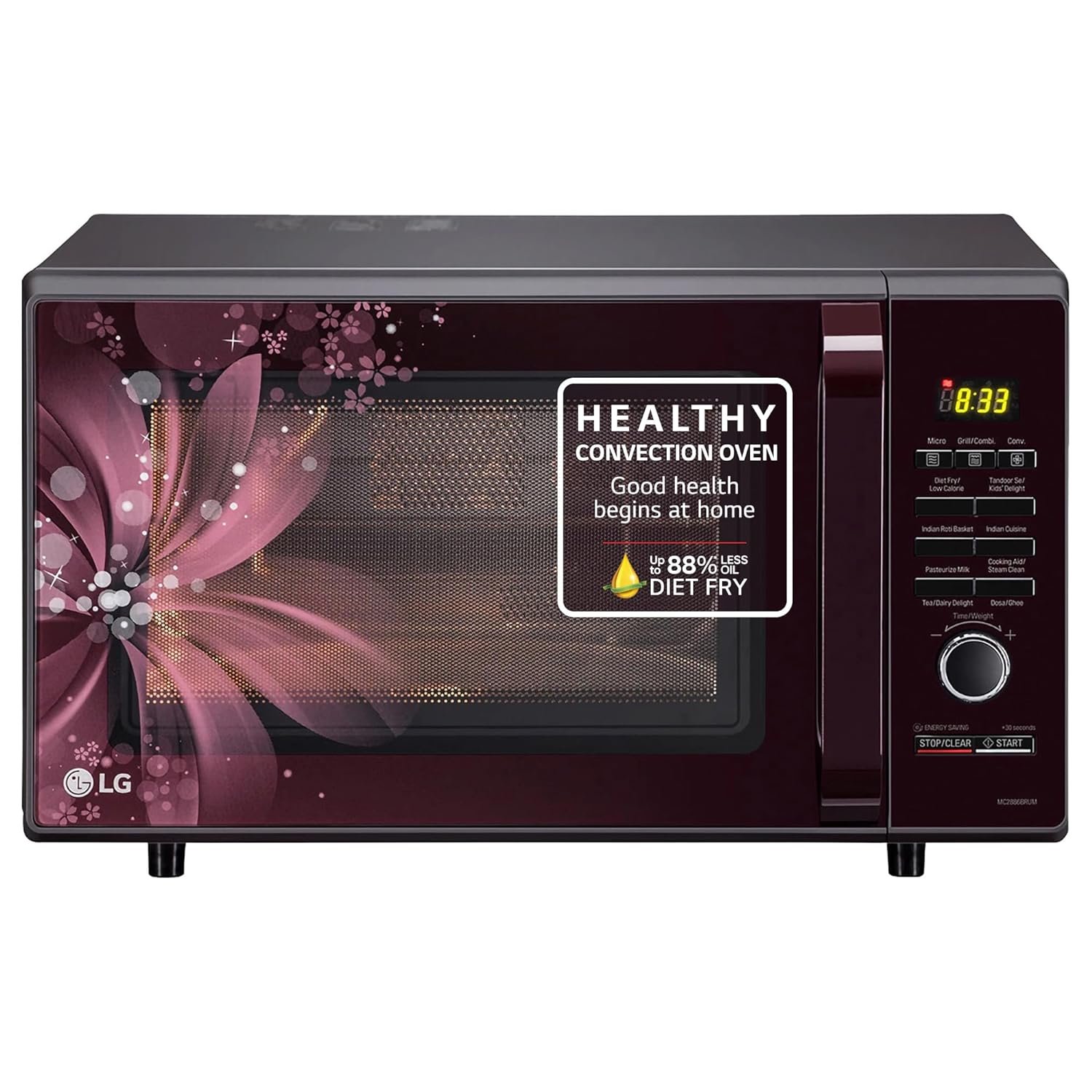 LG 28 L Convection Microwave Oven (MC2886BRUM, Black, With 360° Motorised Rotisserie & Diet Fry)