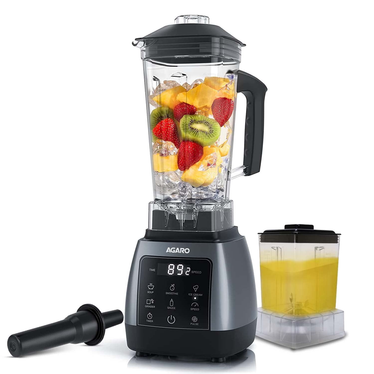 AGARO Royal Professional Blender/Grinder/Mixer, 2000W, 5 Preset Function, Commercial heavy duty blender, High Power & Speed Blender, 9 Speed Settings, Pulse & Timer, 2L & 600ml Small Grinding Jar