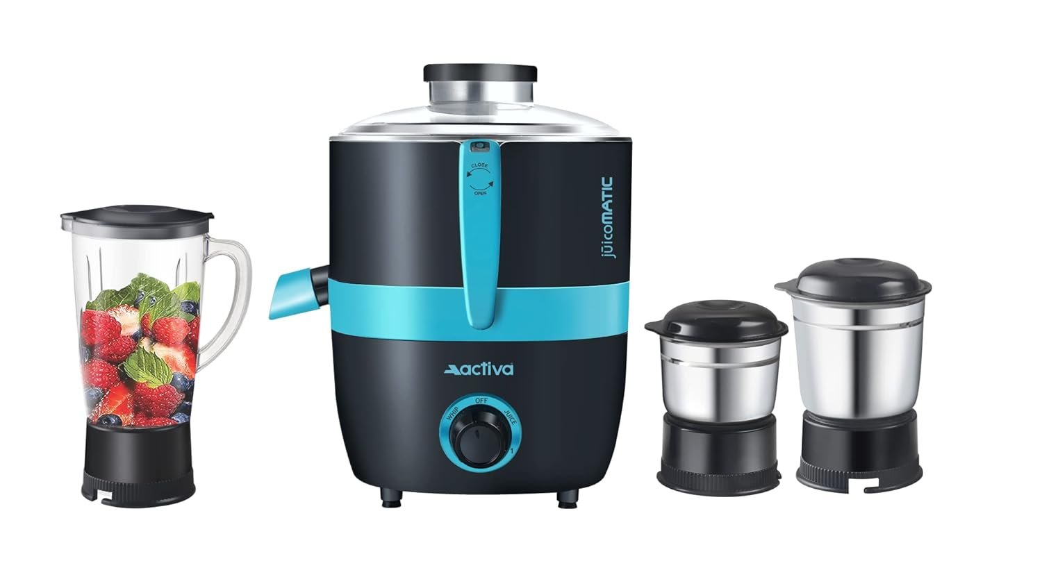 Activa Juicomatic Powerful 600 Watt Juicer Mixer Grinder With 3 Jar Comes With 2 Years Warranty, 600 Watts – Black