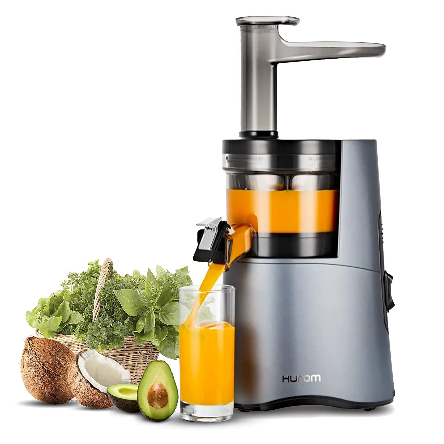 Hurom H-Aa Slow Cold Press Juicer Slow Squeeze Alpha Technology All-In-One Juicer Make Juice, Smoothies, Nut Milk, Sorbet. Easy To Clean Slow Juicer (Made In Korea), Midnight Blue, 150 Watts