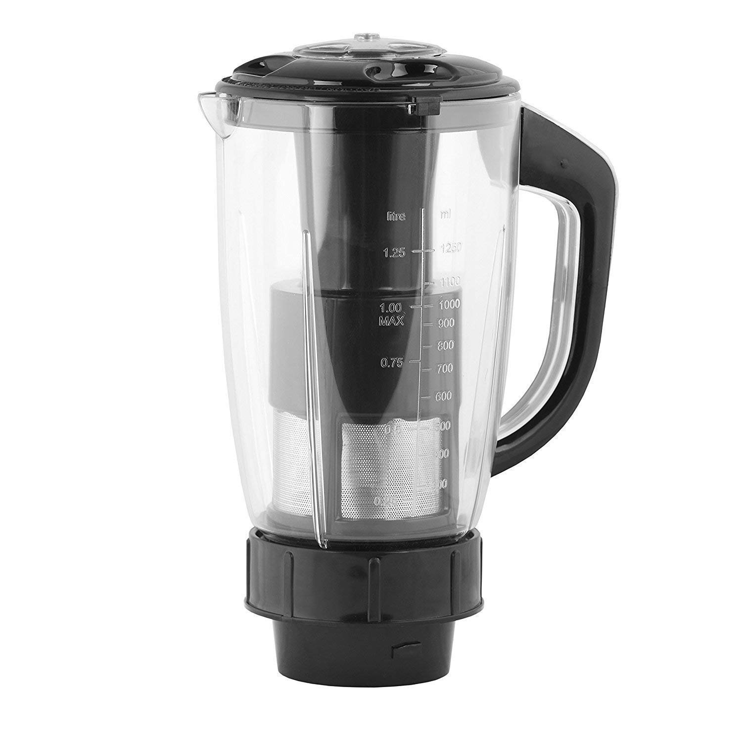 Sunmeet Transparent 1500 ml Black Juicer Jar with Filter for Mixer Grinder for Pulp Smoothie Milkshake Carrot Beet Juices 2021_06