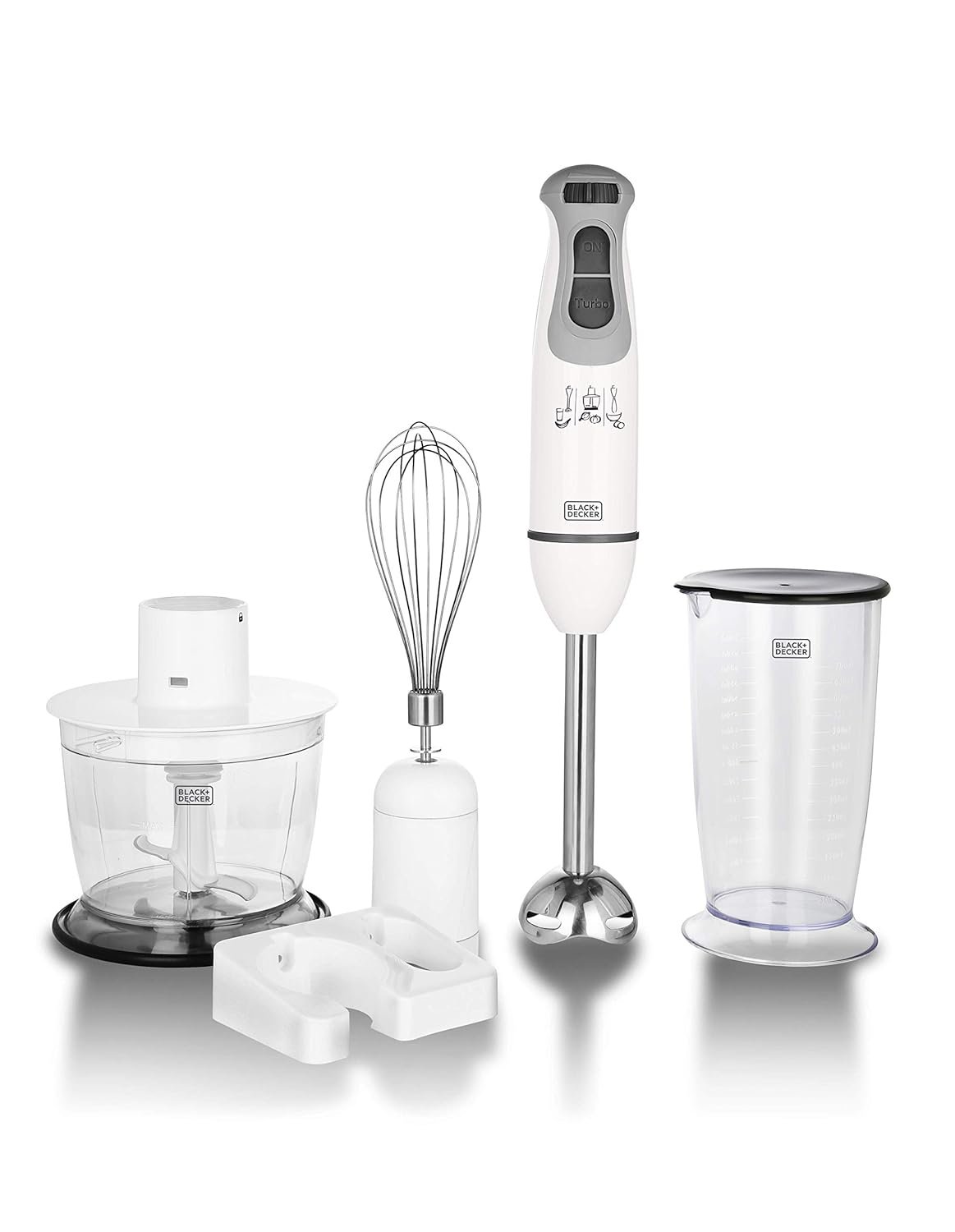 BLACK+DECKER BXBL6002IN Hand Blender with Chopper, Whisk, Cup and Wall Rack 600W