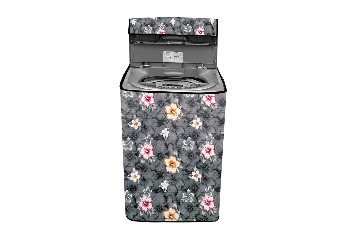 The Furnishing Tree Washing Machine Cover Floral Grey Compatible for Godrej 6.2 Kg Fully-Automatic Top Loading WT EON 620